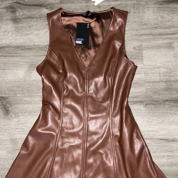 Anthropologie Paige Fiorella Faux Leather Midi Dress - Picture 7 of 12